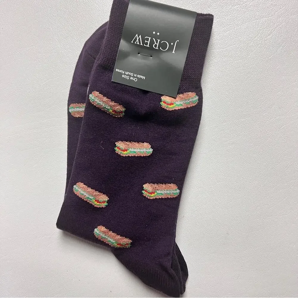 J.Crew Men's Sandwich Print Graphic Design Trouser Socks Onesize NWT